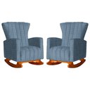Ver imagem 1 de Kit 2 Poltronas Estofada Balanço Melinda Linho Azul