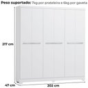 Ver imagem 3 de Guarda Roupa Casal 6 Portas 217x202 Cm E530 Branco Kappesberg