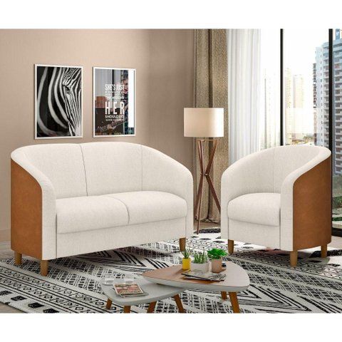 Conjunto de Sofá Dolar 2 Lugares Fixo 120cm Caramelo Sallar Home