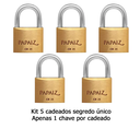 Ver imagem 2 de Kit com 5 Cadeados Papaiz 25 Mm Ka1