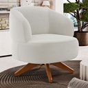 Ver imagem 2 de Poltrona Decorativa Orgânica Living Have Base Madeira Giratória Bouclê Off White - Desk Design