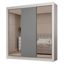 Ver imagem 3 de Guarda-roupa Casal 3 Portas de Correr com Espelhos 2 Gavetas Branco/cinza Sublime Madesa