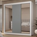 Ver imagem 1 de Guarda-roupa Casal 3 Portas de Correr com Espelhos 2 Gavetas Branco/cinza Sublime Madesa