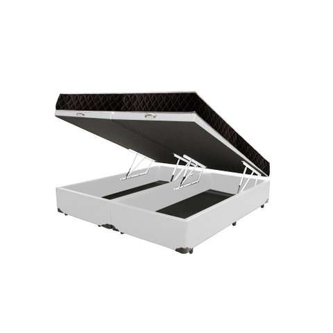 Cama Box Baú King Colchão Aylla Espuma D33 NK Camas + Box Sintético 69x193x203 Cor:Branco
