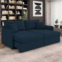 Ver imagem 2 de Sofá Cama Retrátil para Sala de Estar 234cm Una K01 Veludo Azul Marinho - Lyam Decor