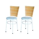 Ver imagem 1 de 2 Cadeiras para Mesa Branca Hawai Palha Assento Floral:floral Gelo