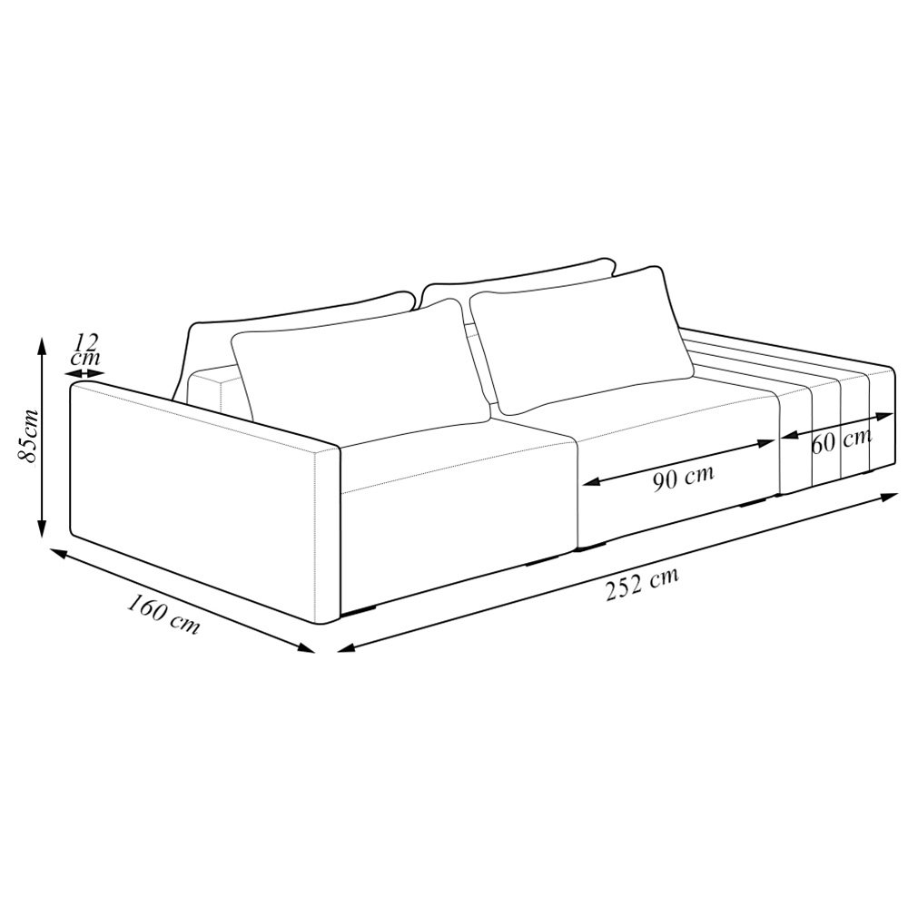 Sofá Ilha Modulado Milos 252cm Puff Lateral Linho Cinza Claro G33 - Gran Belo - 4