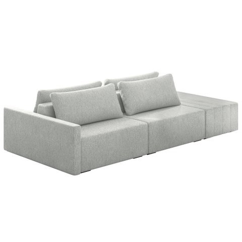 Sofá Ilha Modulado Milos 252cm Puff Lateral Linho Cinza Claro G33 - Gran Belo