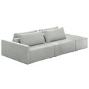 Ver imagem 1 de Sofá Ilha Modulado Milos 252cm Puff Lateral Linho Cinza Claro G33 - Gran Belo