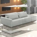 Ver imagem 2 de Sofá Ilha Modulado Milos 252cm Puff Lateral Linho Cinza Claro G33 - Gran Belo