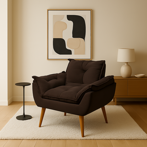 Poltrona Luxo para Recepção Sala Espera Clínica:marrom