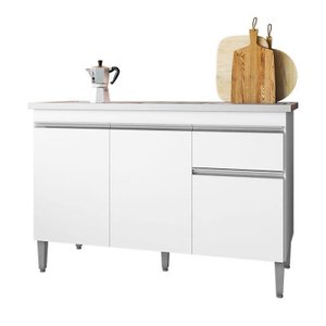 Balcão de Pia Tatiane 120 Cm Branco Brilho - Ajl