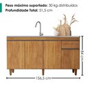 Ver imagem 3 de Balcao para Pia 4 Portas 1 Gaveta 156 cm Grecia Cedro Rudk
