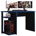 Ver imagem 1 de Mesa Gamer Essence Play Moderno sem Gavetas MDP 108cm Preto e Azul Milani Movelaria