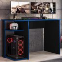 Ver imagem 2 de Mesa Gamer Essence Play Moderno sem Gavetas MDP 108cm Preto e Azul Milani Movelaria