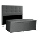 Ver imagem 1 de Kit Cabeceira e Calçadeira Baú Queen 1,60m Berlim Suede Cinza - Pallazio