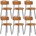 Ver imagem 2 de Kit 6 Cadeiras Decorativas Estofada para Sala de Jantar Barcelona L02 Couríssimo Canela - Lyam Decor