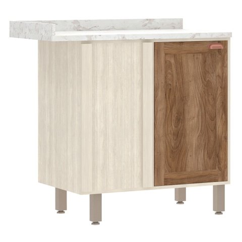 Balcão Canto Reto de Cozinha com Tampo 95 Cm 1 Porta de Abrir 1 Prateleira Sofia Luciane Móveis