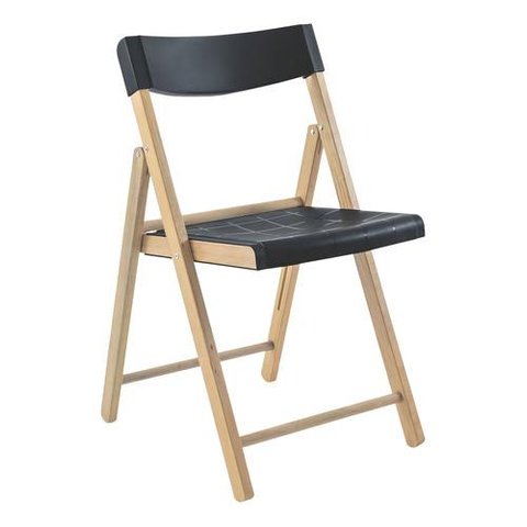Cadeira Dobrável Potenza Madeira Tramontina Acento Preto