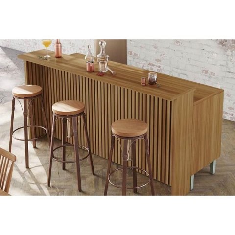 Balcão Ilha Cozinha Gourmet Princesa com 2 Portas e 3 Gavetas 200cm Freijó Off White