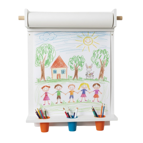 Painel Lousa Infantil Criativa Montessori Educativa Branca para Pintar e Colorir + Rolo de Papel Par