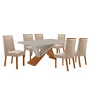 Ver imagem 2 de Mesa de Jantar Yasmin 180cm Tampo MDF Vidro Canto Copo com 6 Cadeiras Yasmin