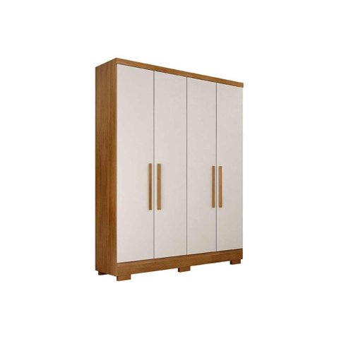 Guarda Roupa Solteiro 4 Portas e 2 Gavetas C/pés Milly Freijo Cumaru C/ Fendi - Novo Horizonte