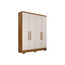 Ver imagem 1 de Guarda Roupa Solteiro 4 Portas e 2 Gavetas C/pés Milly Freijo Cumaru C/ Fendi - Novo Horizonte