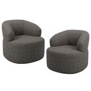 Ver imagem 2 de Kit 02 Poltronas Giratória Orgânica para Sala de Estar Living Helena L02 Linho Mescla Chumbo - Lyam