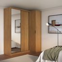 Ver imagem 1 de Guarda Roupa de Canto Porta de Correr com Espelho 3 Portas Mdf Altezza Clean Belmax:freijó