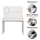 Ver imagem 2 de Escrivaninha Retangular First Moderno 1 Gaveta MDP 100cm Branco Artany