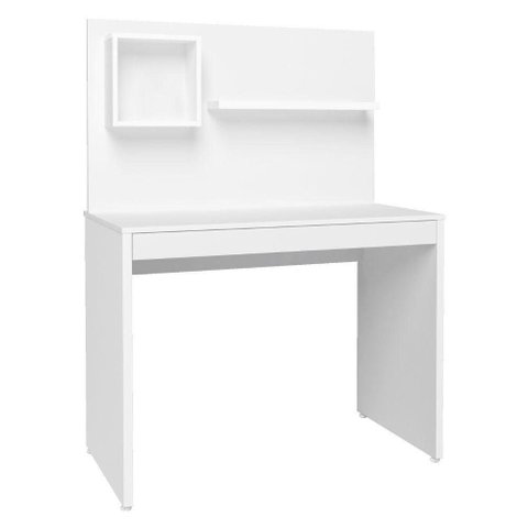 Escrivaninha Retangular First Moderno 1 Gaveta MDP 100cm Branco Artany