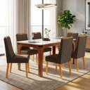 Ver imagem 2 de Mesa Sala de Jantar 1,60m Tampo em Vidro Madeirado-off White