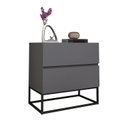 Ver imagem 2 de Mesa de Cabeceira Eros Cinza Estilo Industrial com Puxadores Cava e Pés de Ferro Preto