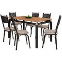Ver imagem 1 de Conjunto de Mesa Malva Com 6 Cadeiras 151 Tampo BP 136cm Cor SF Preto Assento Cedro Artefamol 3025/1