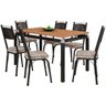 Conjunto de Mesa Malva Com 6 Cadeiras 151 Tampo BP 136cm Cor SF Preto Assento Cedro Artefamol 3025/1 - 1