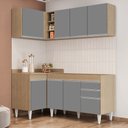 Ver imagem 2 de Armário de Cozinha Modulado de Canto Direito 4 Peças Cp37 Balcão sem Tampo Castanho/cinza - Lumil Lu
