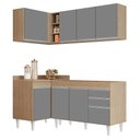 Ver imagem 1 de Armário de Cozinha Modulado de Canto Direito 4 Peças Cp37 Balcão sem Tampo Castanho/cinza - Lumil Lu