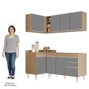 Ver imagem 5 de Armário de Cozinha Modulado de Canto Direito 4 Peças Cp37 Balcão sem Tampo Castanho/cinza - Lumil Lu