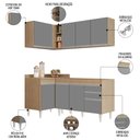 Ver imagem 3 de Armário de Cozinha Modulado de Canto Direito 4 Peças Cp37 Balcão sem Tampo Castanho/cinza - Lumil Lu