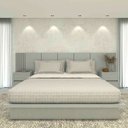 Ver imagem 1 de Cama King 2,01m Cabeceira 3,50m e 2 Mesas sob Medida em Mdf Cor:prata