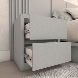 Cama King 2,01m Cabeceira 3,50m e 2 Mesas sob Medida em Mdf Cor:prata - 6