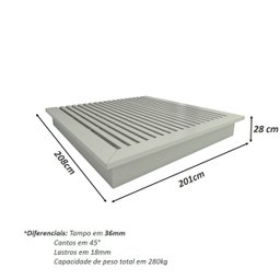 Cama King 2,01m Cabeceira 3,50m e 2 Mesas sob Medida em Mdf Cor:prata - 3