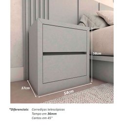 Cama King 2,01m Cabeceira 3,50m e 2 Mesas sob Medida em Mdf Cor:prata - 9