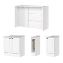 Ver imagem 2 de Bancada de Cozinha Kit Ilha Gourmet Americana 3 Portas Ripado Branco - Henn