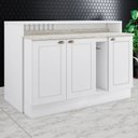 Ver imagem 1 de Bancada de Cozinha Kit Ilha Gourmet Americana 3 Portas Ripado Branco - Henn