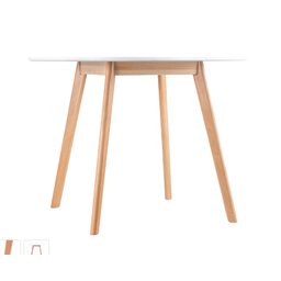 Mesa de Jantar Redonda Leda 90cm Branca – Tampo Mdf Laqueado, Base em Madeira Maciça - 4