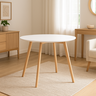 Mesa de Jantar Redonda Leda 90cm Branca – Tampo Mdf, Base em Madeira Maciça - 1