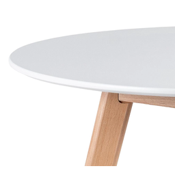 Mesa de Jantar Redonda Leda 90cm Branca – Tampo Mdf Laqueado, Base em Madeira Maciça - 5
