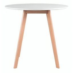 Mesa de Jantar Redonda Leda 90cm Branca – Tampo Mdf Laqueado, Base em Madeira Maciça - 3